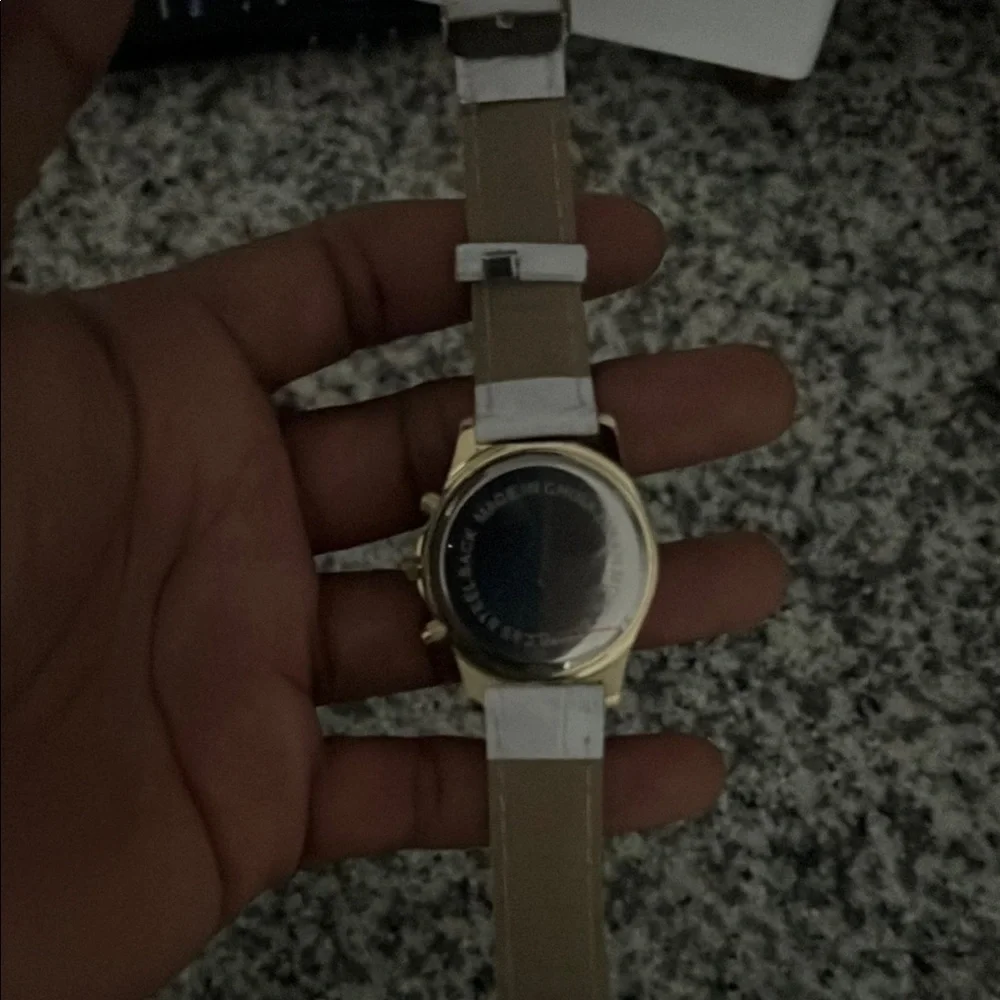 Bell & Ross White and Gold Chronograph Watch with Crystal Bezel
